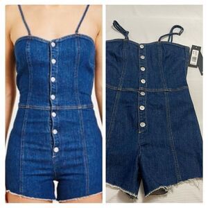 Hudson Jeans 163933 Women's Milla Bustier Unforgettable Denim Blue Romper Sz XS